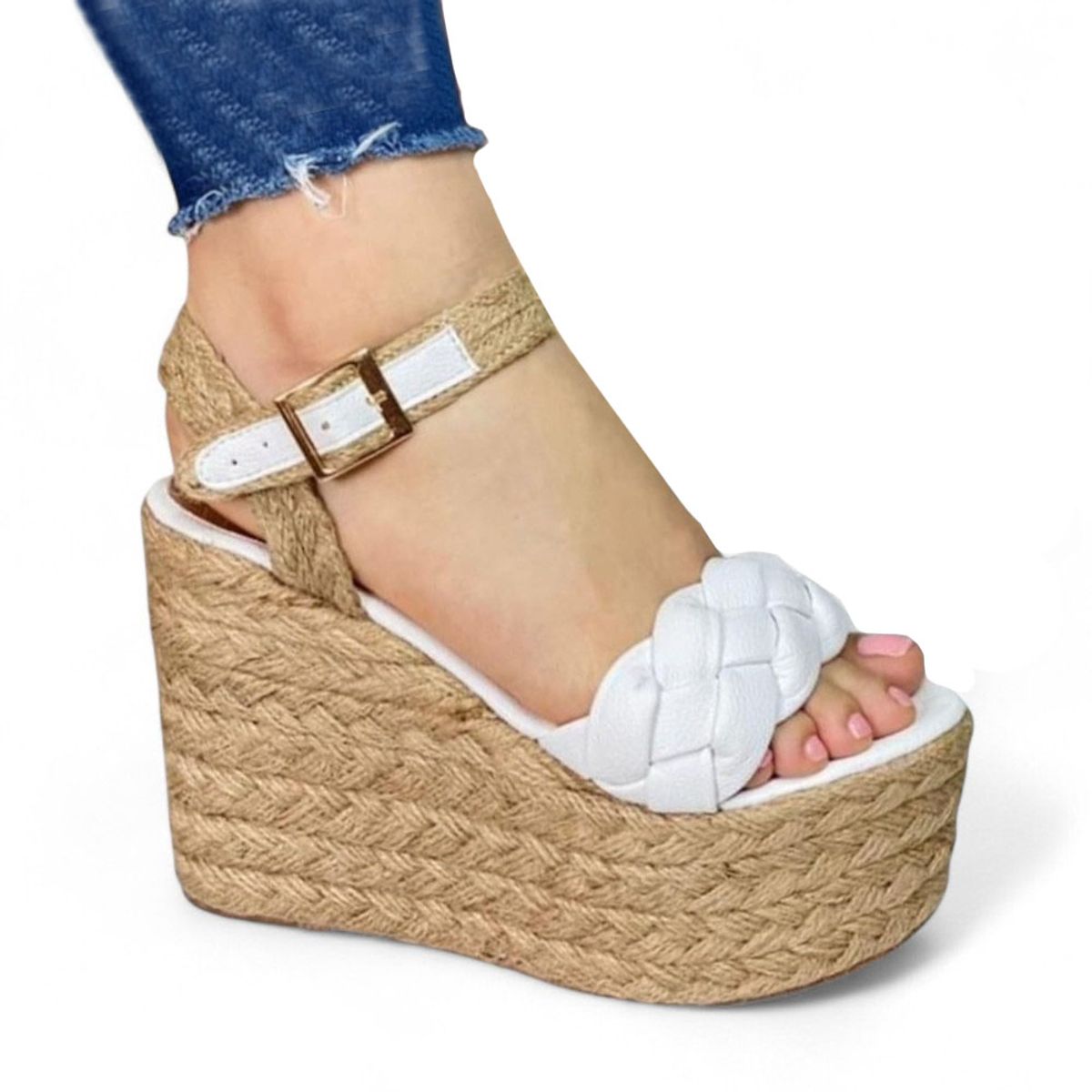 GENERICO - Sandalia Mujer Alto X9 Yute 2086-55 Color Blanco