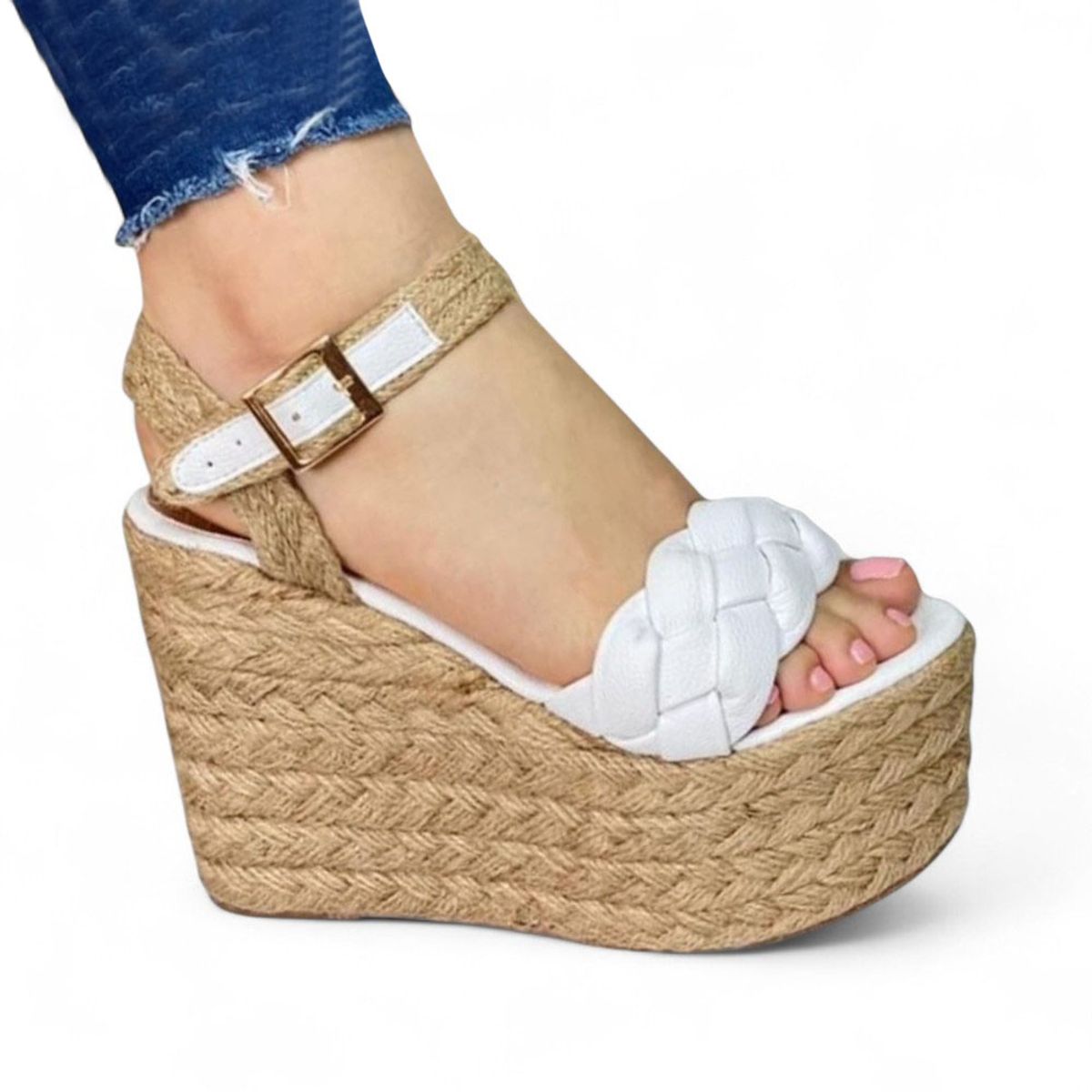 GENERICO - Sandalia Mujer Alto X9 Yute 2086-55 Color Blanco