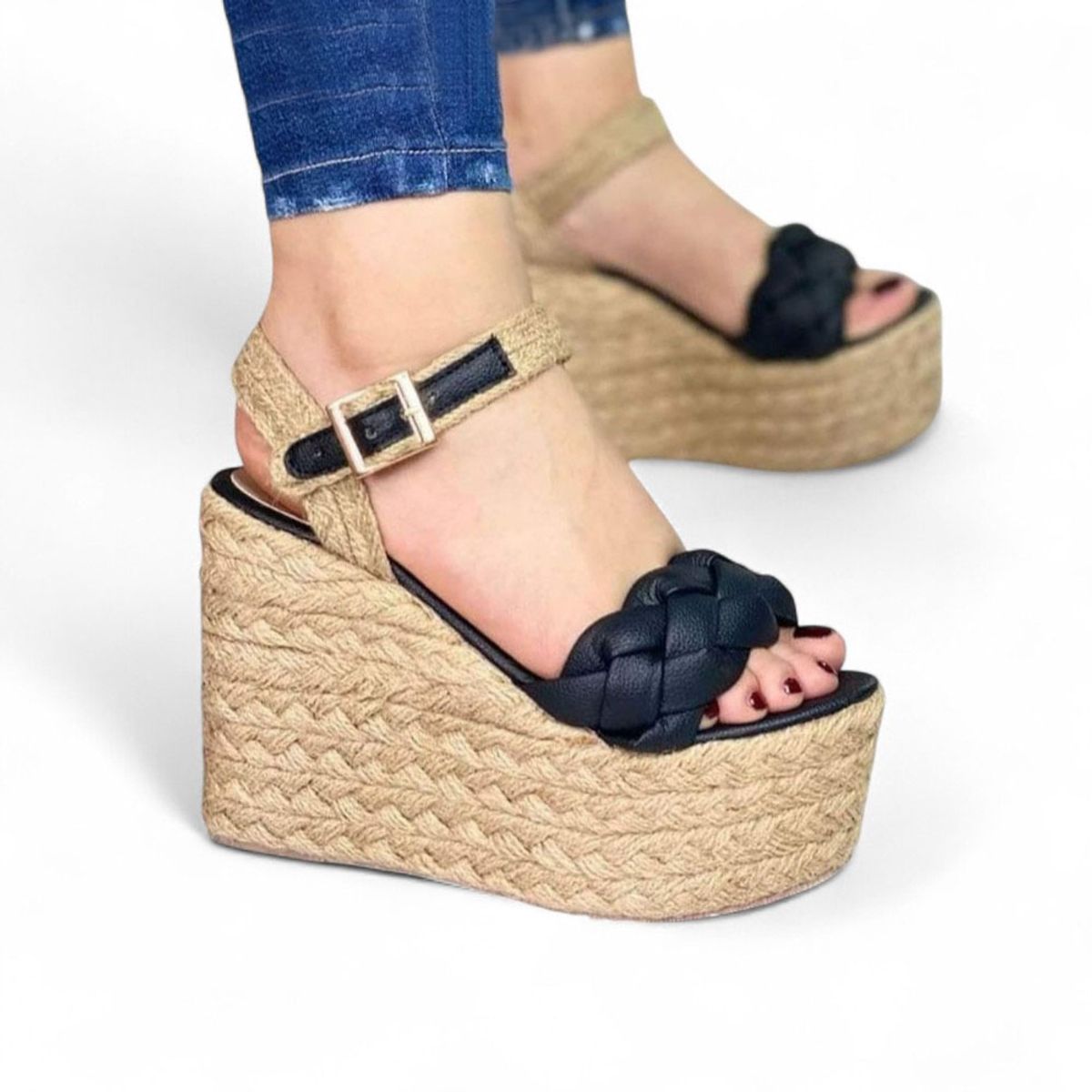 GENERICO - Sandalia Mujer Alto X9 Yute 2086-55 Color Negro