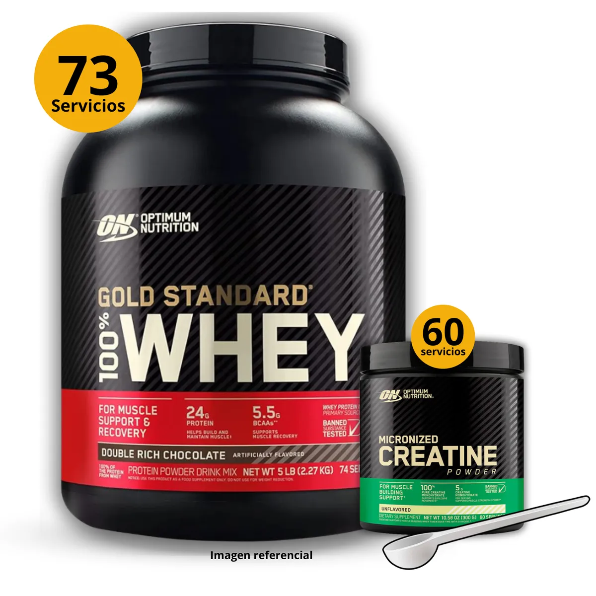 Universe Nutrition - Proteína Gold standard whey de 5lb Chocolate + Creatina Optimum Nutrition de 300gr
