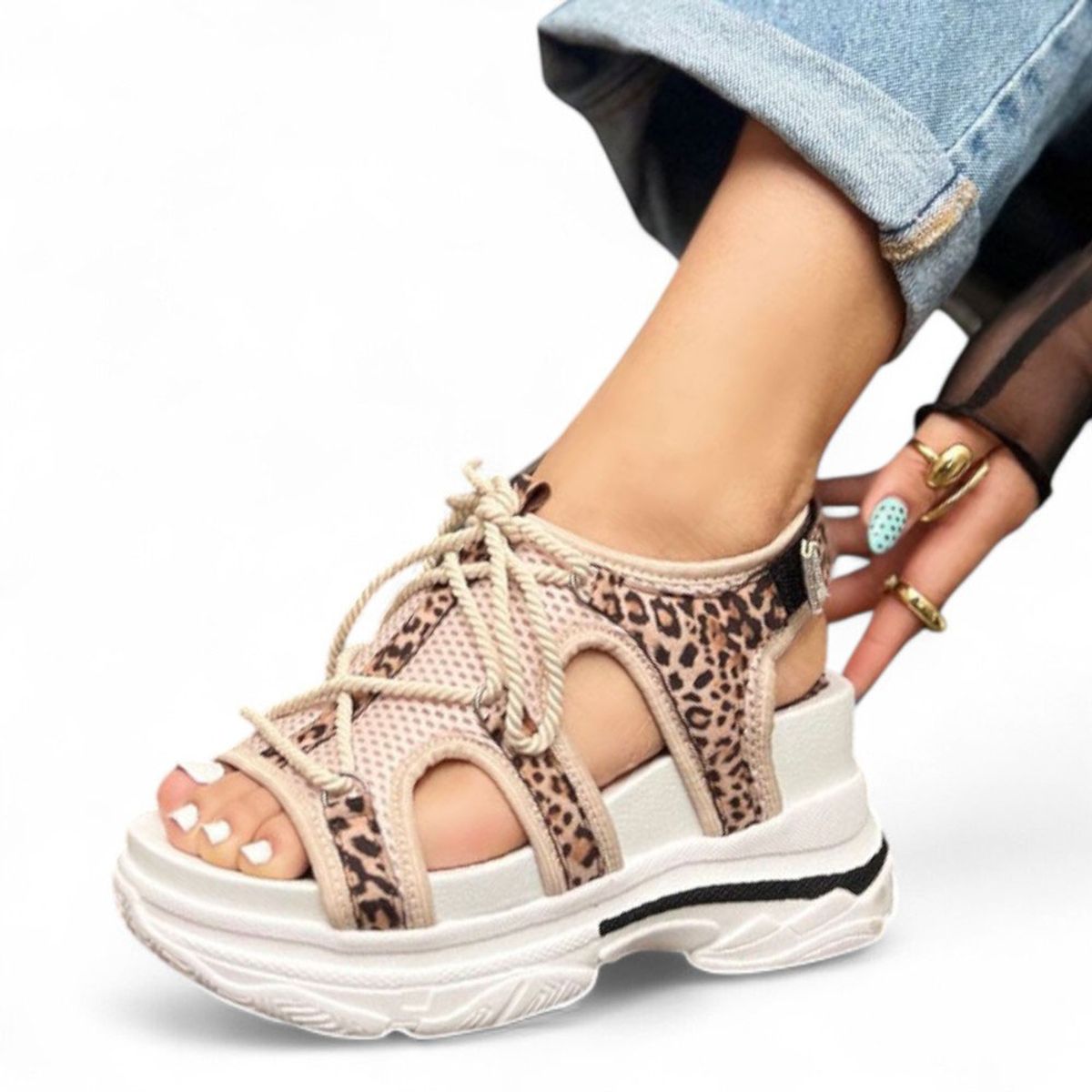 GENERICO - Sandalia Mujer Alto X7 Planta Spanzo 2086L-55 Color Print