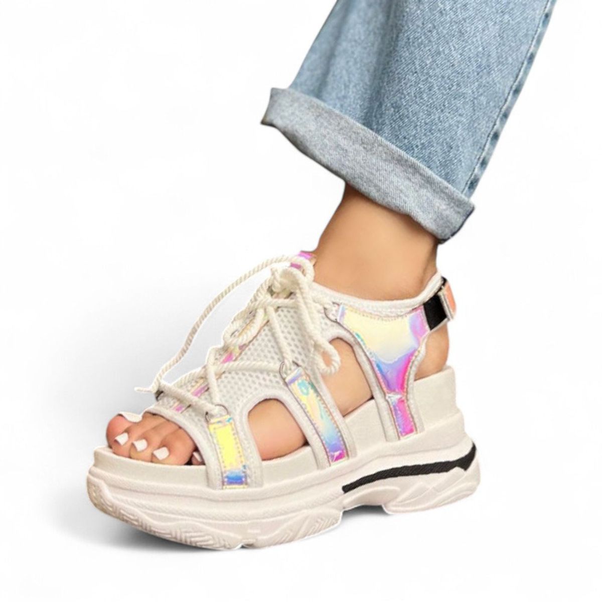 GENERICO - Sandalia Mujer Alto X7 Planta Spanzo 2086L-55 Color Fosforecente