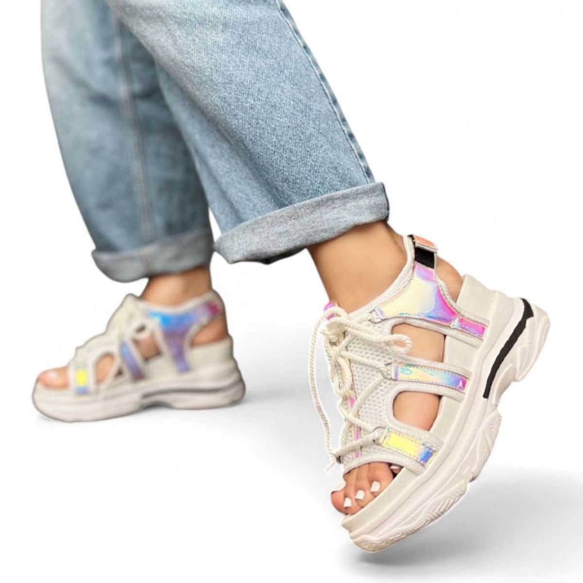 GENERICO - Sandalia Mujer Alto X7 Planta Spanzo 2086L-55 Color Fosforecente