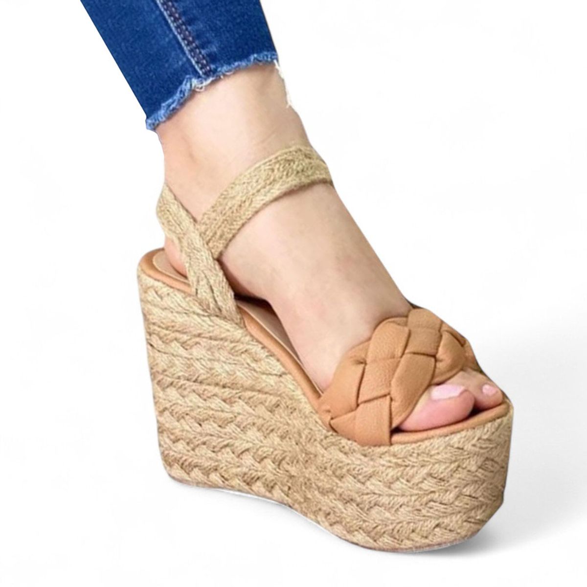 GENERICO - Sandalia Mujer Alto X9 Yute 2086-55 Color Camel