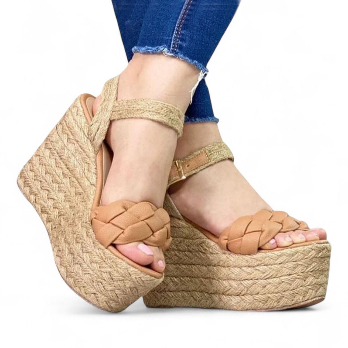 GENERICO - Sandalia Mujer Alto X9 Yute 2086-55 Color Camel