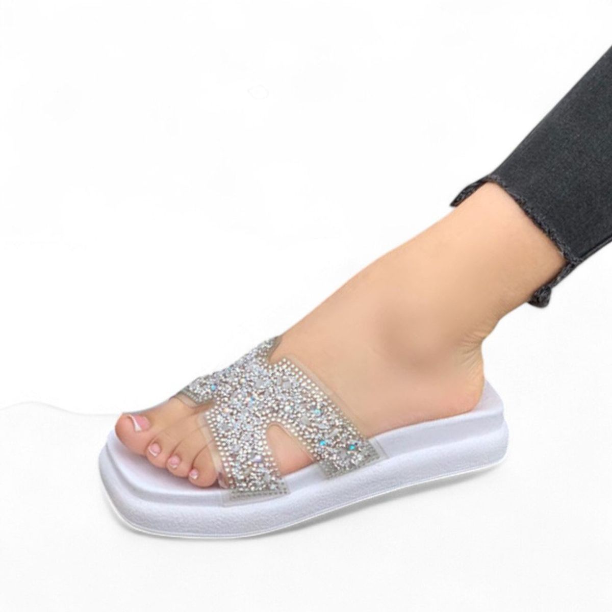 GENERICO - Sandalia Mujer Alto X3 Brillitos 2086L-48 Color Blanco