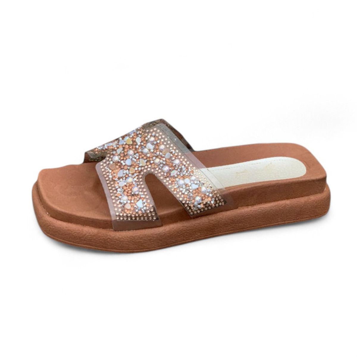 GENERICO - Sandalia Mujer Alto X3 Brillitos 2086L-48 Color Camel