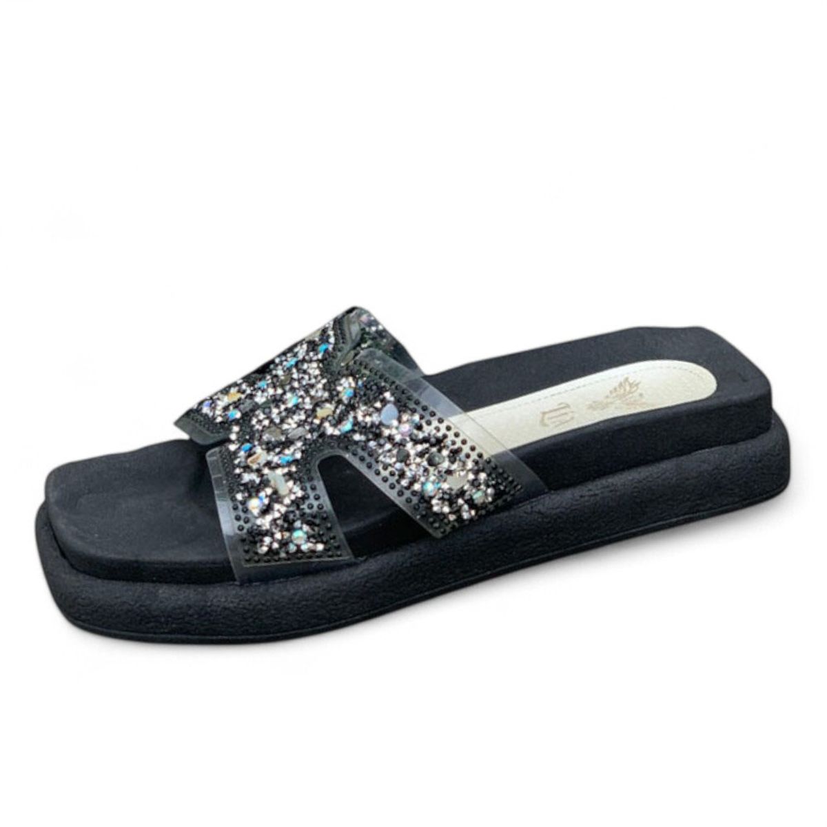 GENERICO - Sandalia Mujer Alto X3 Brillitos 2086L-48 Color Negro