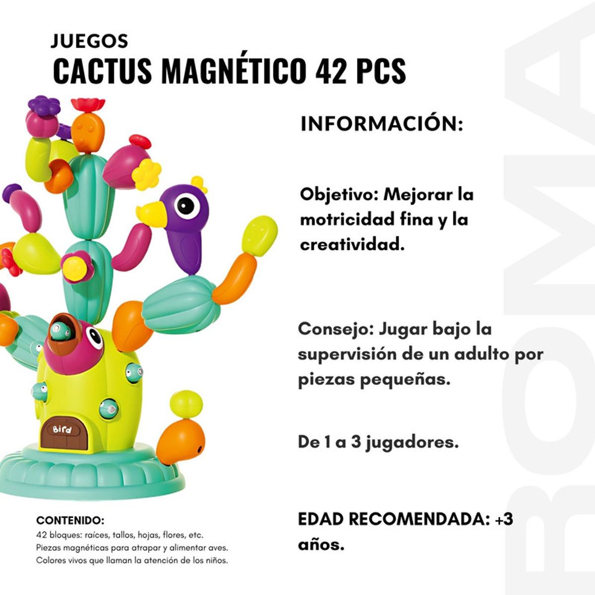 GENERICO - CACTUS MAGNÉTICO 42 PIEZAS JUEGO DIDÁCTICO