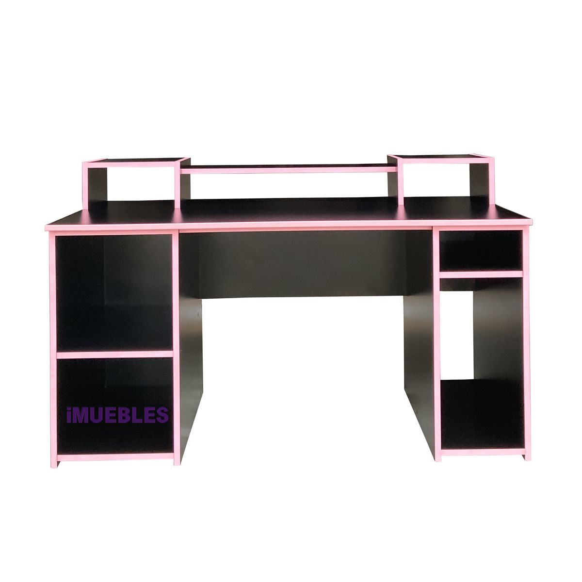 TEMEL - Escritorio GAMER Negro Rosado en Melamina Mesa Gamer Juegos