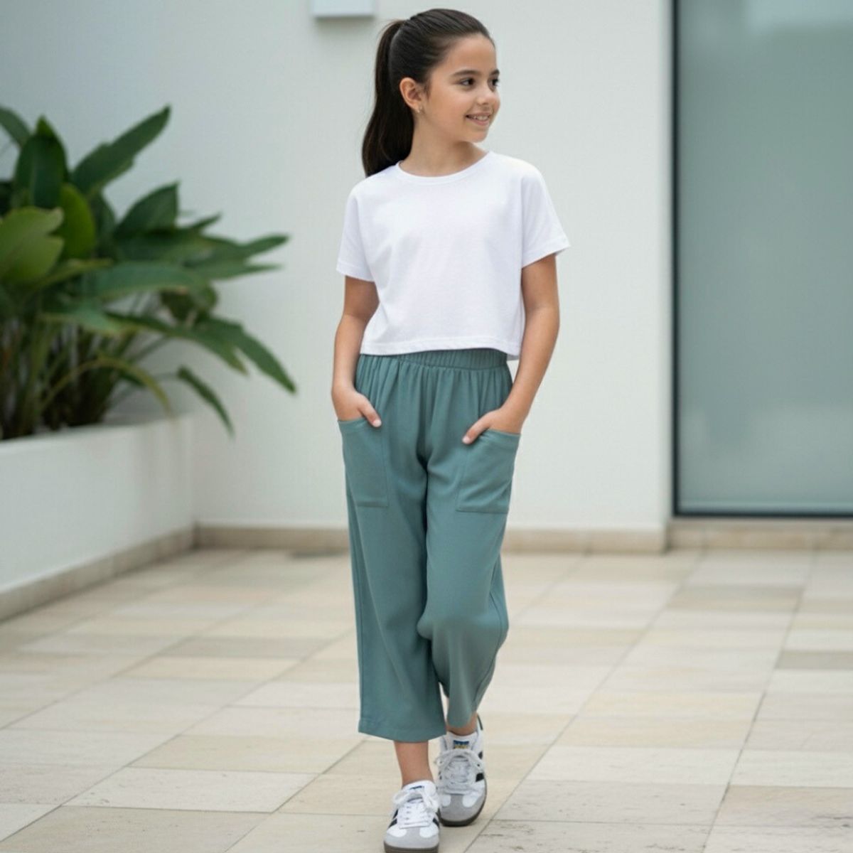 LE PETIT COMPANY - Pantalón Culotte Niña Bolsillos - Menta