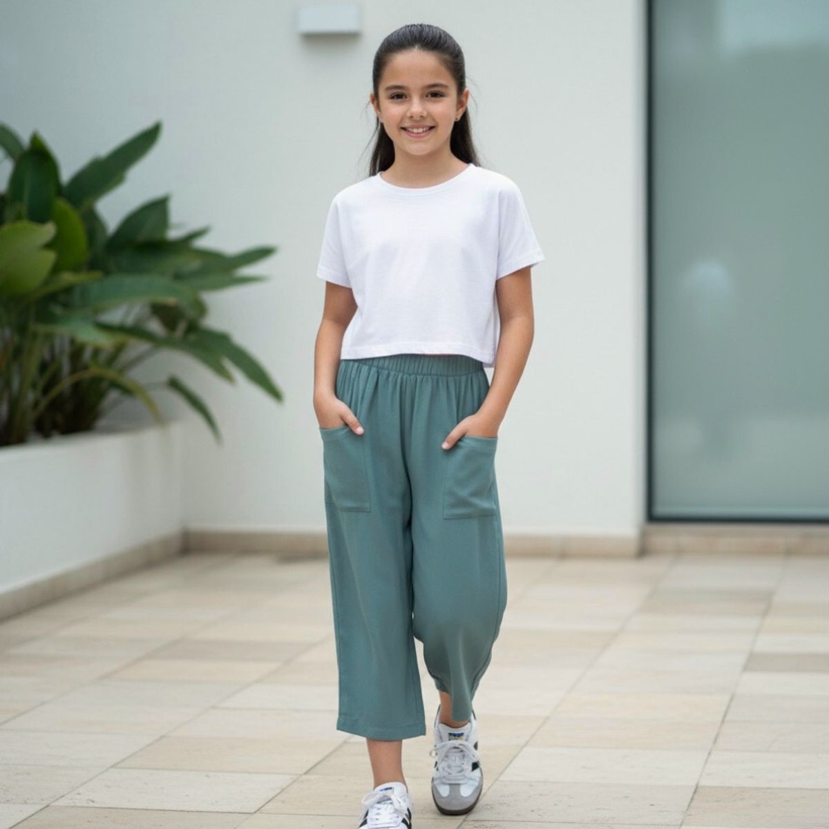 LE PETIT COMPANY - Pantalón Culotte Niña Bolsillos - Menta