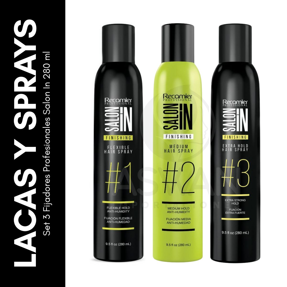 GENERICO - Set 3 Fijadores Profesionales Salon In 280 ml