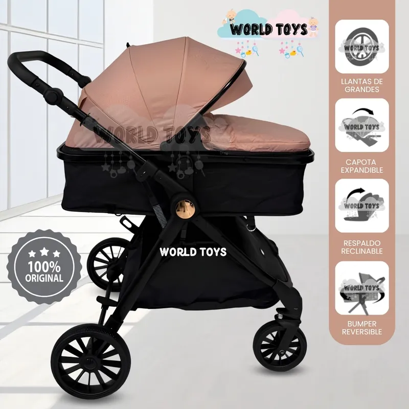 BABY - Coche Moisés Travel System «LINDSAY» de Lujo Pink