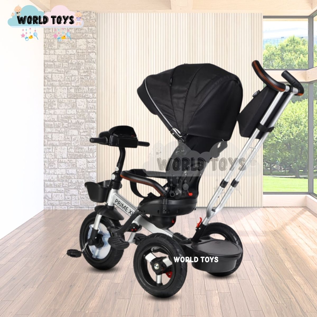 BABY - Triciclo Guiador Giratorio «PRIME XL» para Niños Black