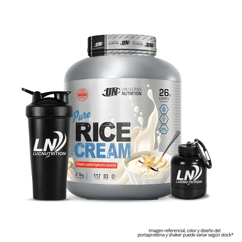 UNIVERSE NUTRITION - Pure Rice Cream 2.5 kg - Crema de arroz Universe Nutrition - Vainilla + Shaker + Portaproteina