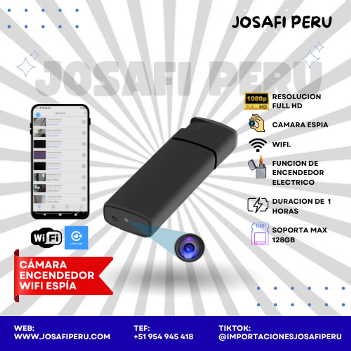 GENERICO - Dispositivo Cámara Encendedor wifi espía