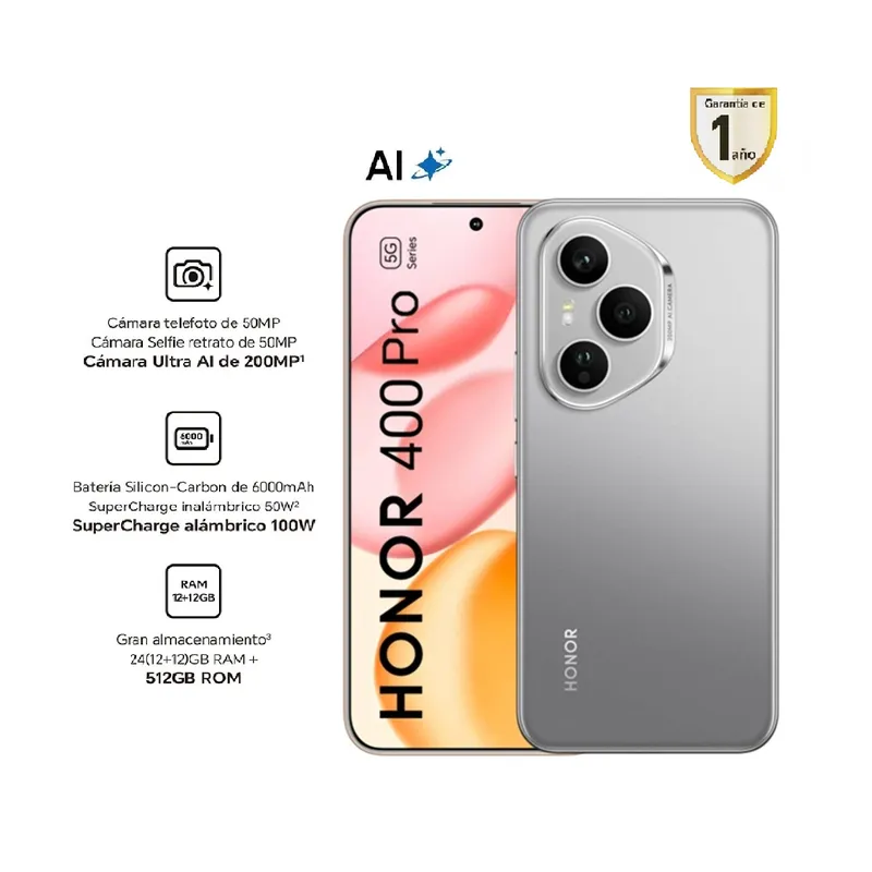 HONOR - HONOR 400 PRO 5G LUNAR GREY 12RAM 512GB – REGISTRADO