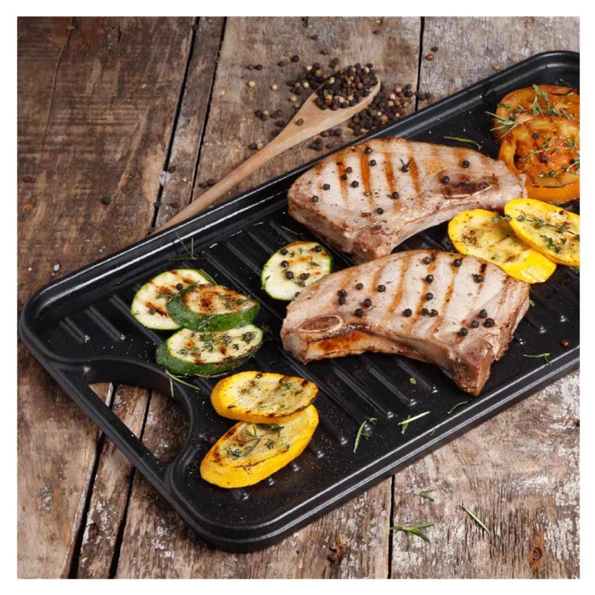 VICTORIA - PLANCHA ASADORA VICTORIA DE HIERRO FUNDIDO REVERSIBLE CURADA 47 X 25 CM