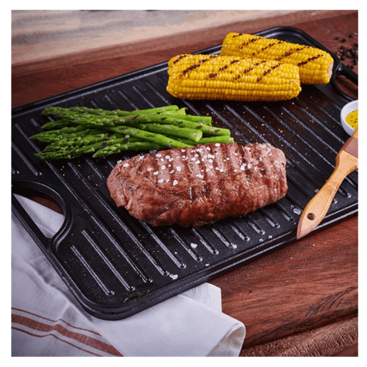 VICTORIA - PLANCHA ASADORA VICTORIA DE HIERRO FUNDIDO REVERSIBLE ESMALTADA 50 X 35 CM