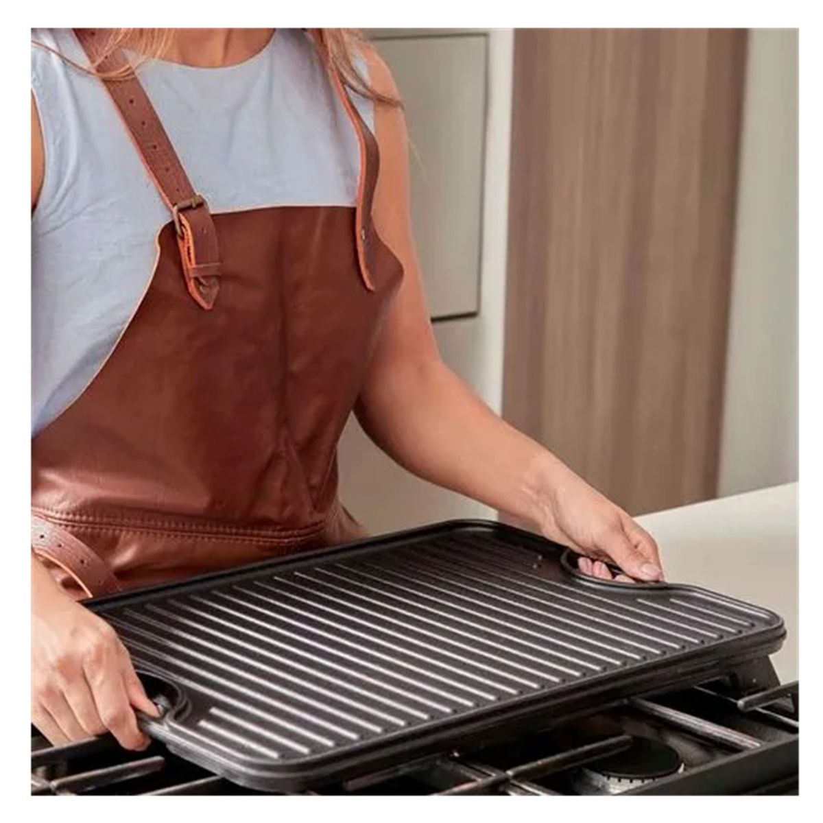 VICTORIA - PLANCHA ASADORA VICTORIA DE HIERRO FUNDIDO REVERSIBLE ESMALTADA 50 X 35 CM