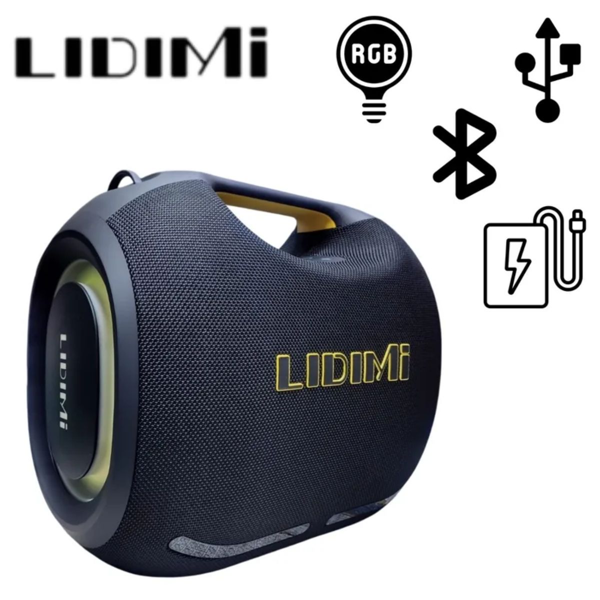 LIDIMI - PARLANTE PORTÁTIL LIDIMI 150W D-S656 BLUETOOTH USB TF AUX TWS RGB LATERAL NEGRO