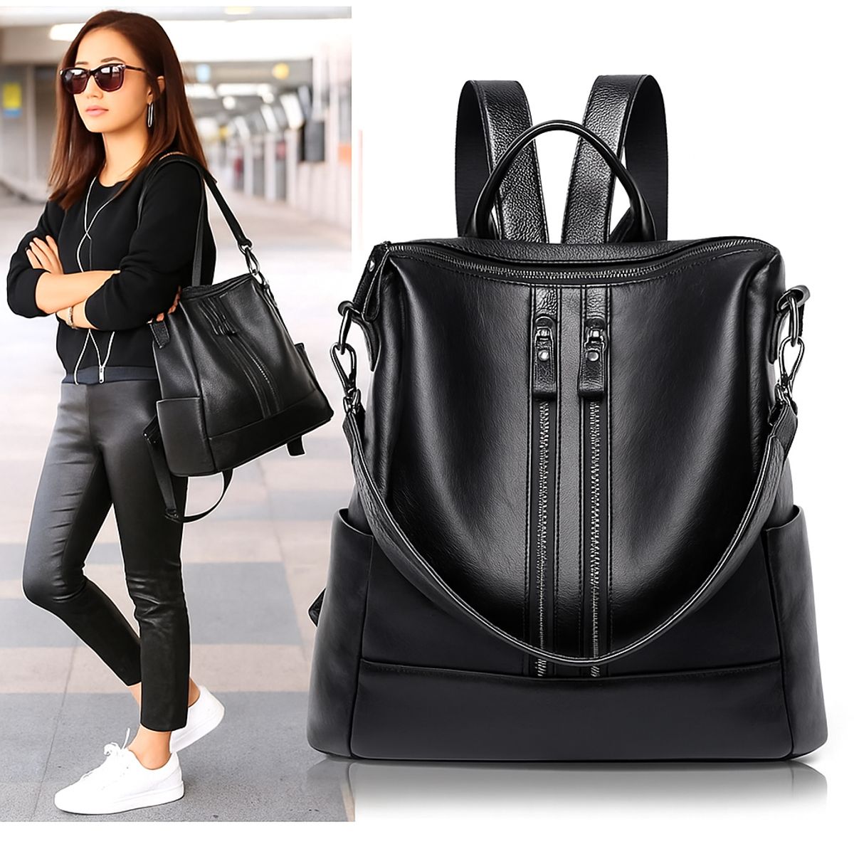 GENERICO - Mochila Milan de Cuero Para Mujer - Nueva Versión Coreana 2026