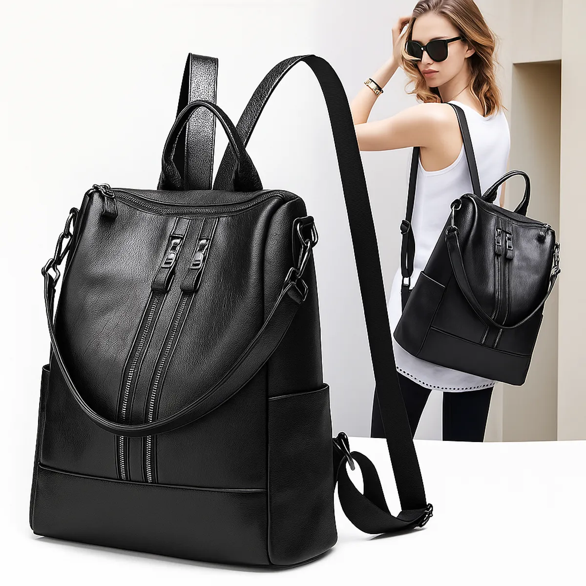 GENERICO - Mochila Milan de Cuero Para Mujer - Nueva Versión Coreana 2026