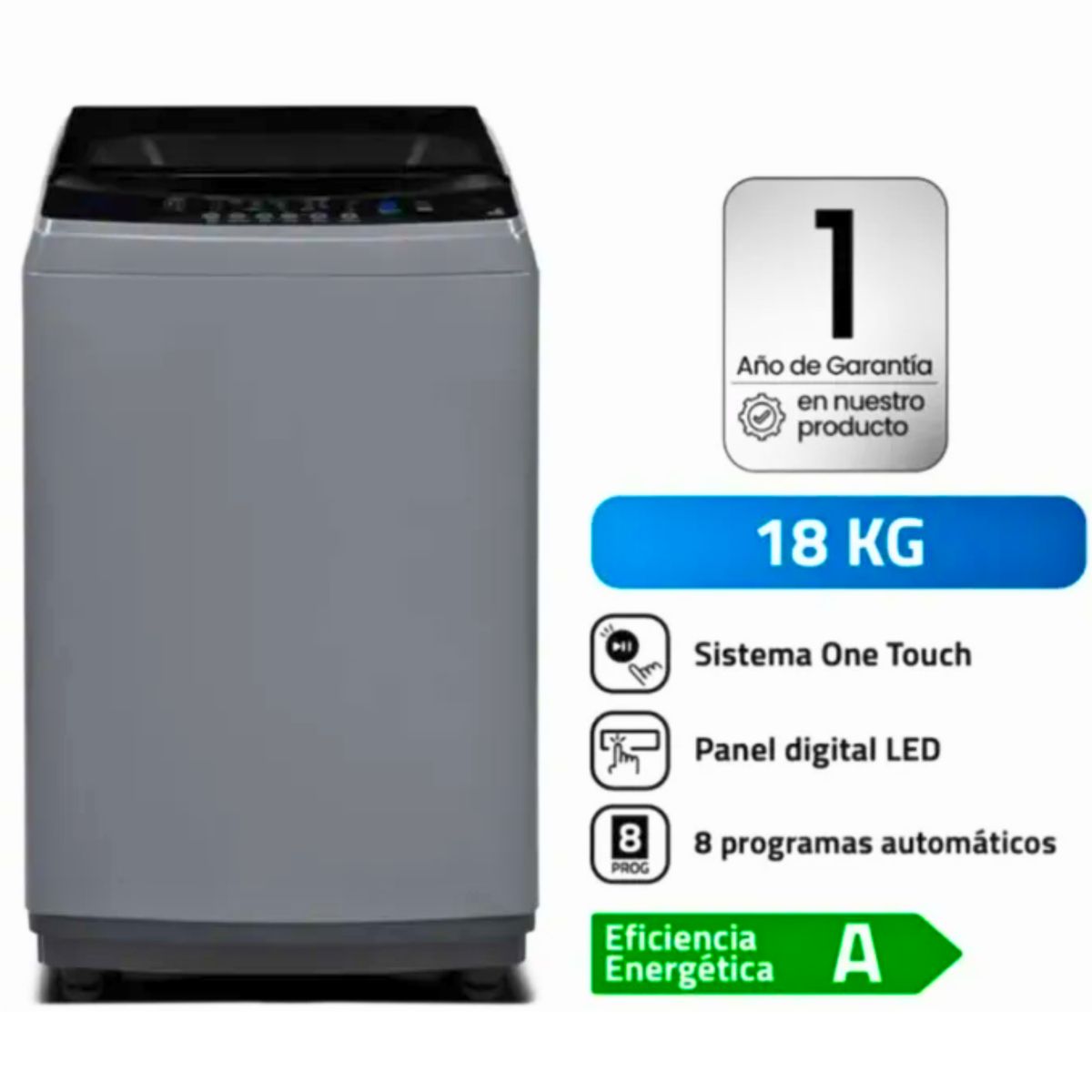 INDURAMA - Lavadora Carga Superior Indurama 18KG Automática LRI-18DGR