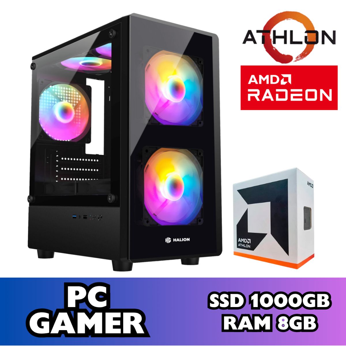 AMD - COMPUTADORA PC GAMER RGB AMD ATHLON 3000G SSD 1TB RAM 8GB