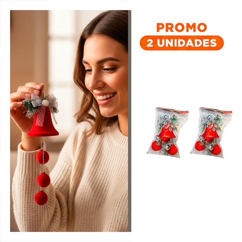 GENERICO - Pack2 Adorno con Forma de Campana de Navidad de 14x100cm