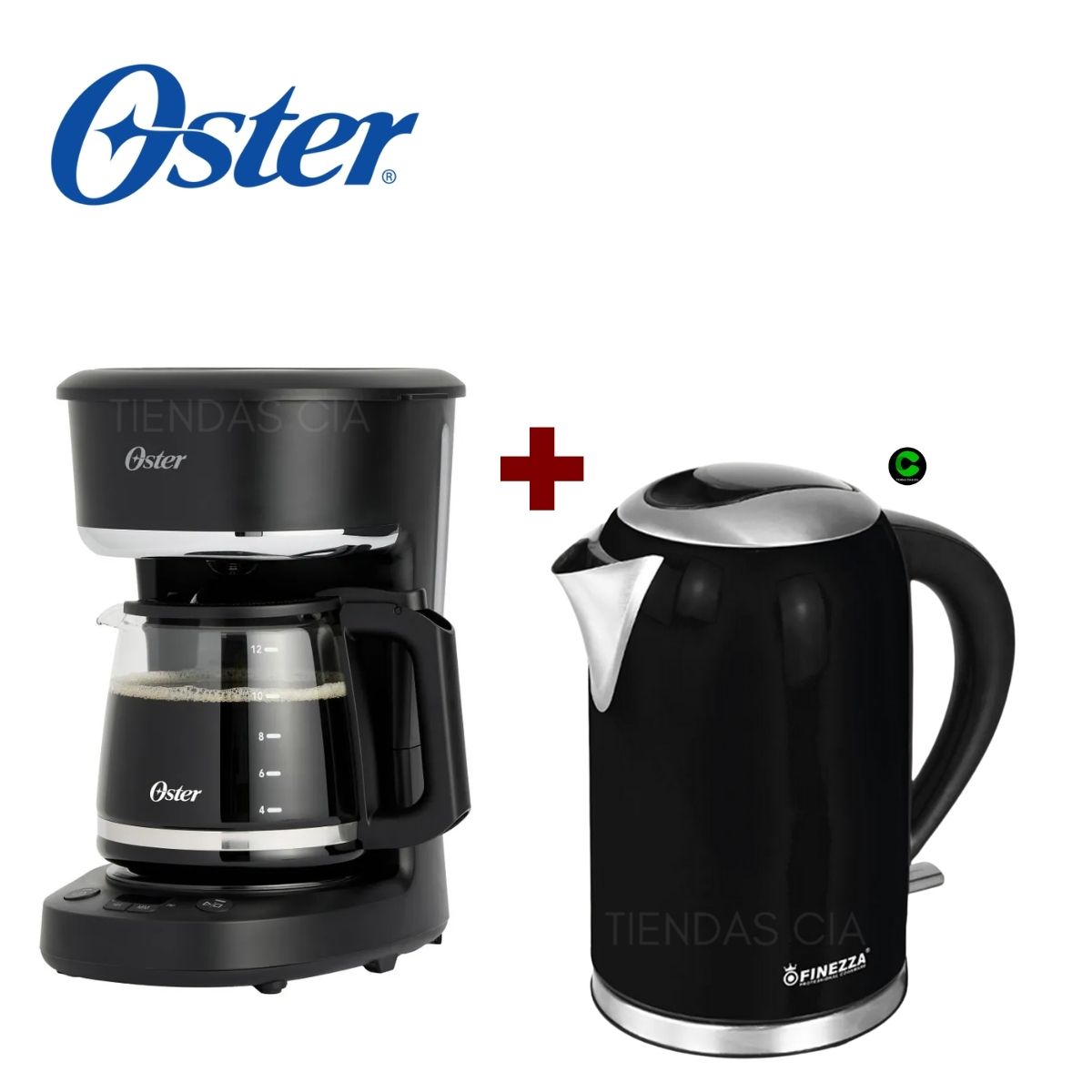 OSTER - Combo Cafetera Oster BVSTDCP121B y Hervidor Finezza