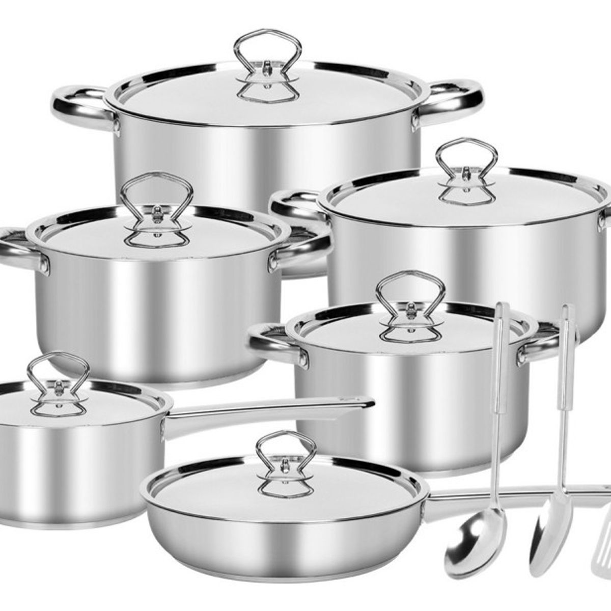 U BUY - Juego de Ollas Batería De Cocina Inoxidable 15 Piezas