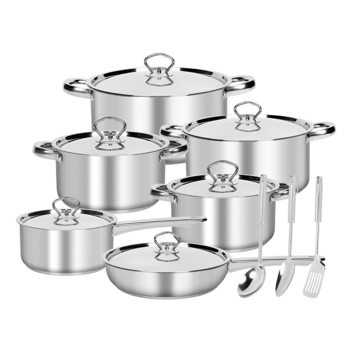 U BUY - Juego de Ollas Batería De Cocina Inoxidable 15 Piezas