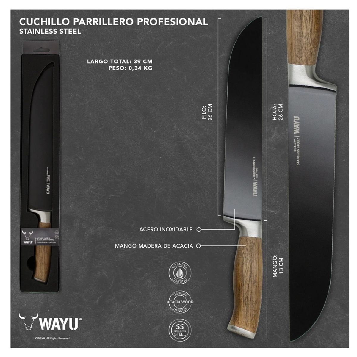 WAYU - CUCHILLO PARRILLERO PROFESIONAL WAYU