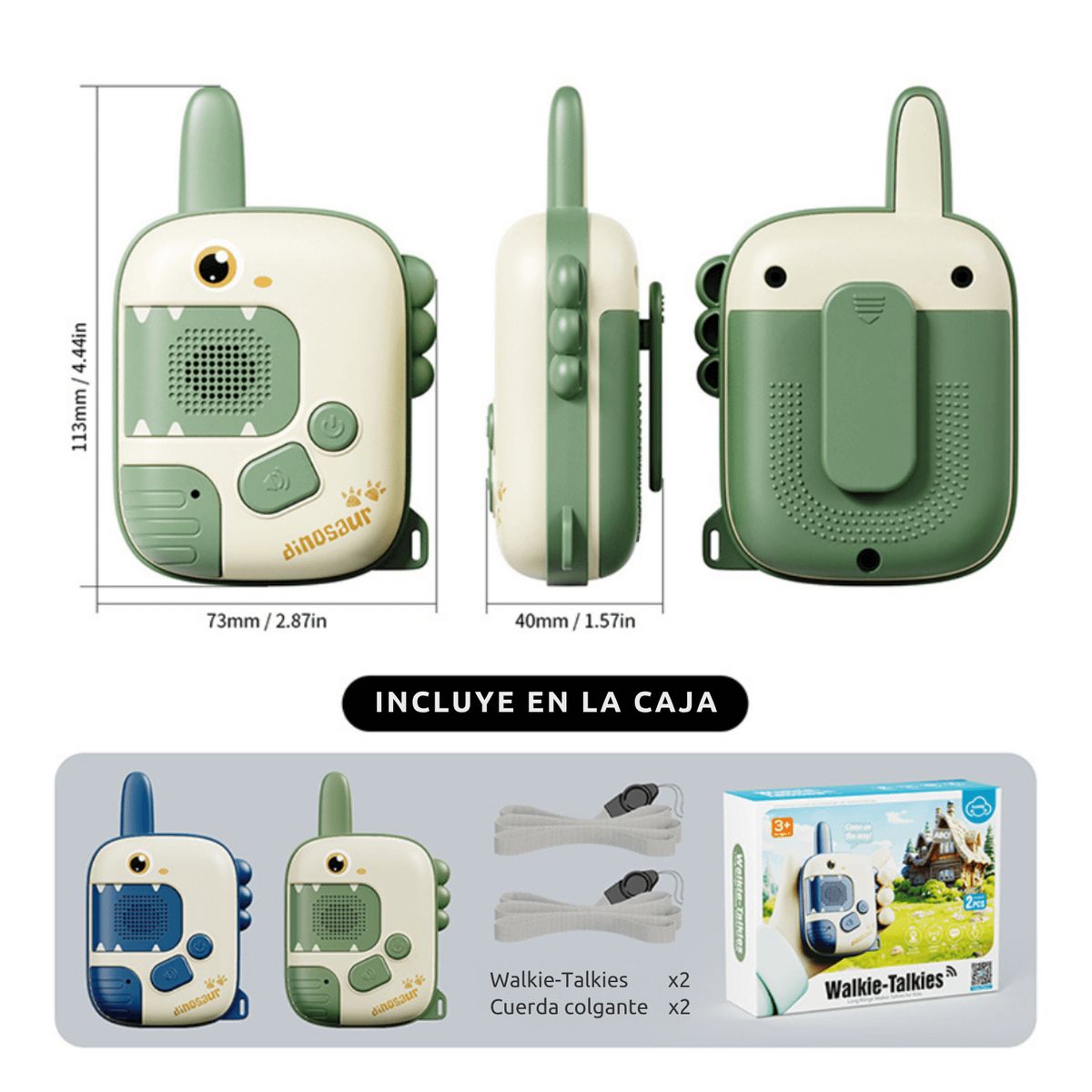 GENERICO - Walkie-Talkie Infantil Interactivo - 2 unidades - Dinosaurios