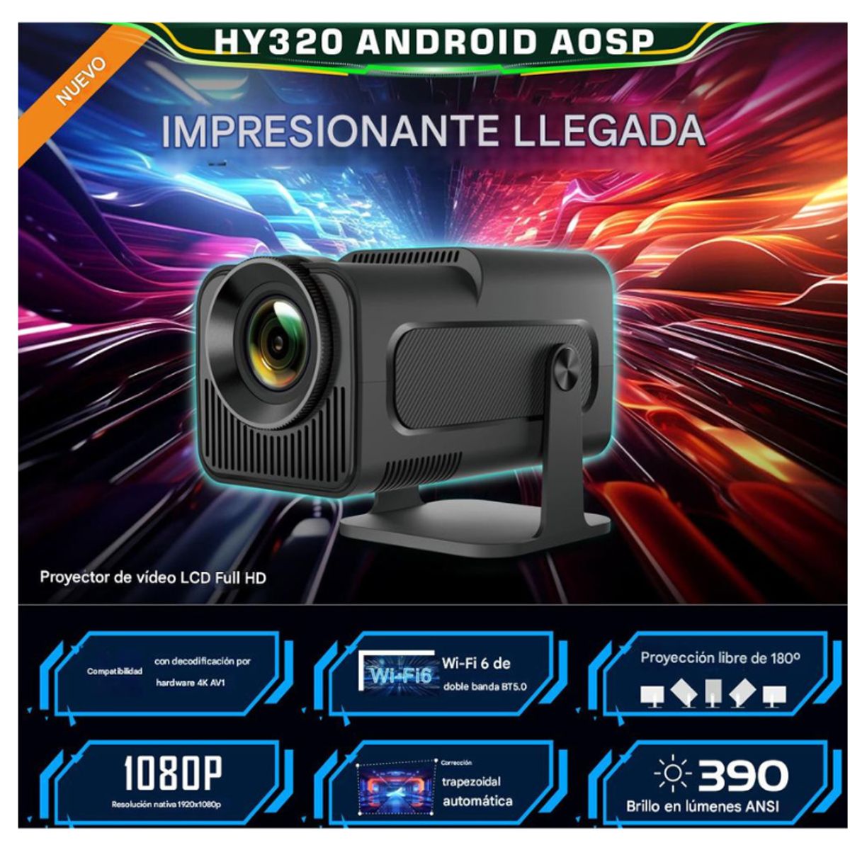 GENERICO - Proyector portatil HY320 TOPLEO Smart 4K Android11 Wifi 6 Bluetooth