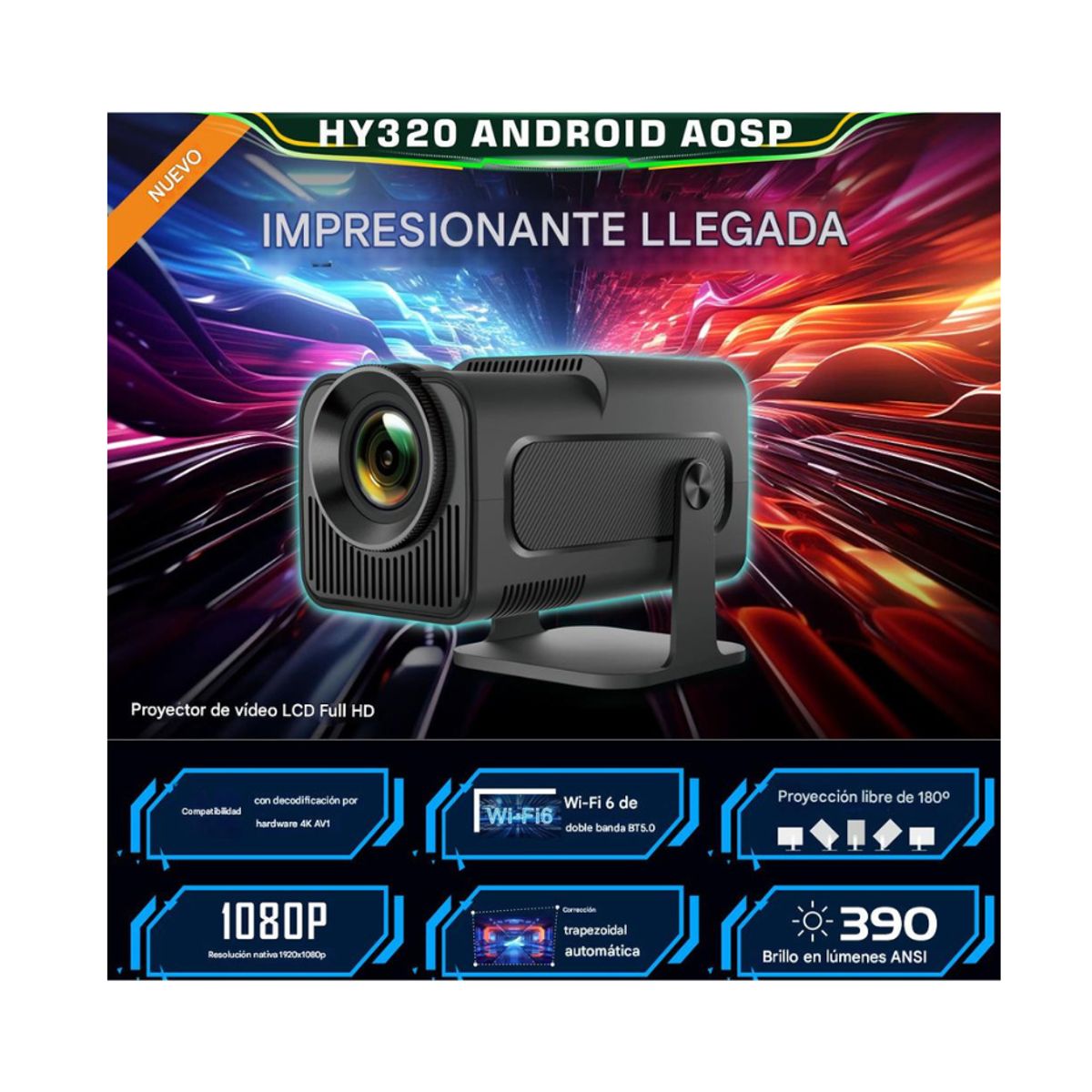 GENERICO - Proyector portatil HY320 TOPLEO Smart 4K Android11 Wifi 6 Bluetooth