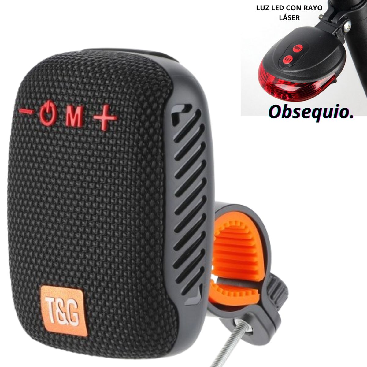 GENERICO - Parlante para bicicleta , altavoz inalambrico con bluetooth,  T&G en color NEGRO