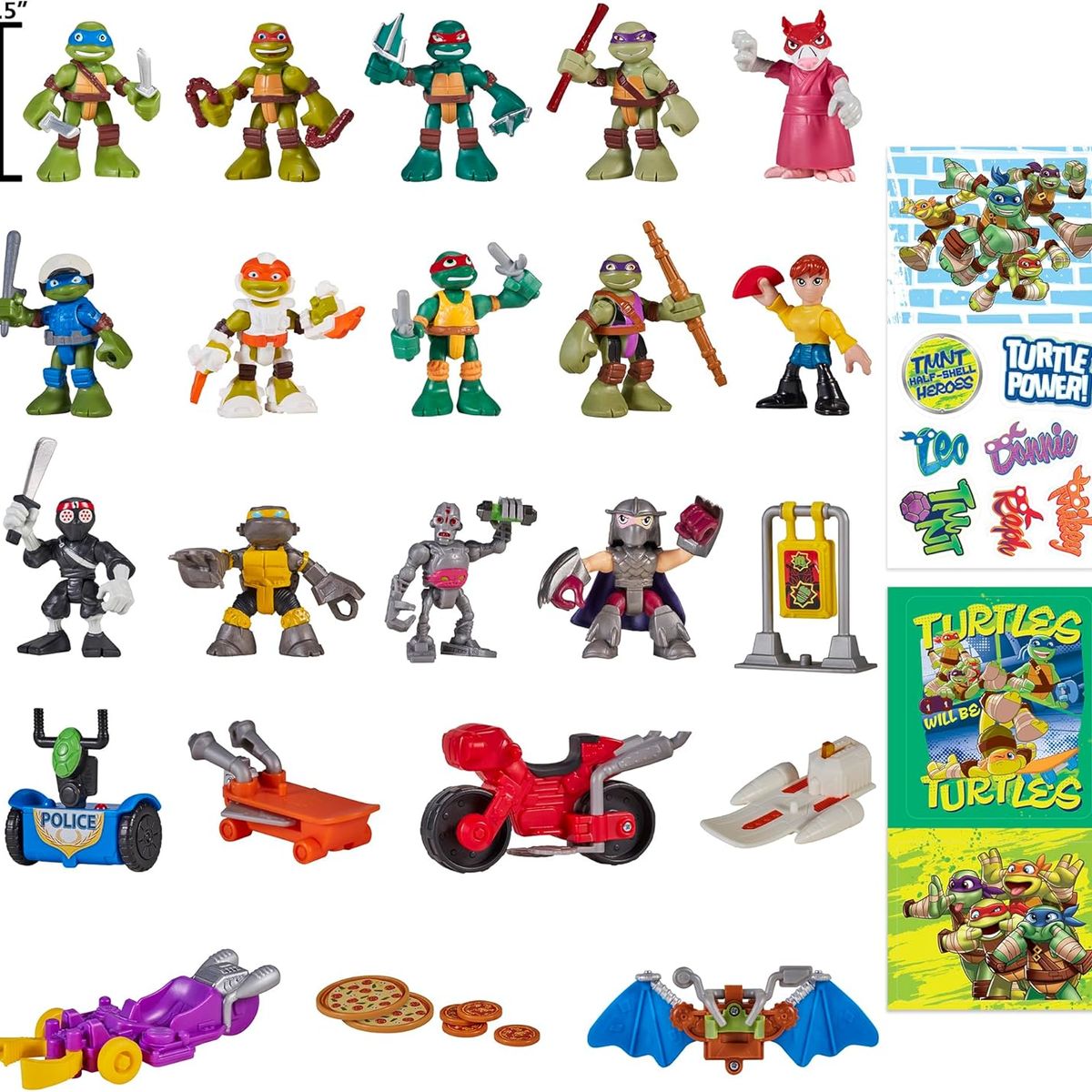 PLAYMATES TOYS - Calendario Adviento TMNT – Tortugas Ninja Mutantes (14 Figuras + 6 Vehículos + Accesorios)