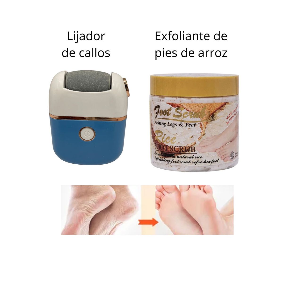 OEM - Removedor Electrico de Callos Para Pies + Exfoliante De Pies Arroz