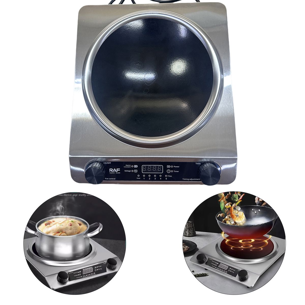 GENERICO - Cocina de Inducción Cóncava de una Hornilla con Pantalla Digital  Alto Rendimiento 3500W