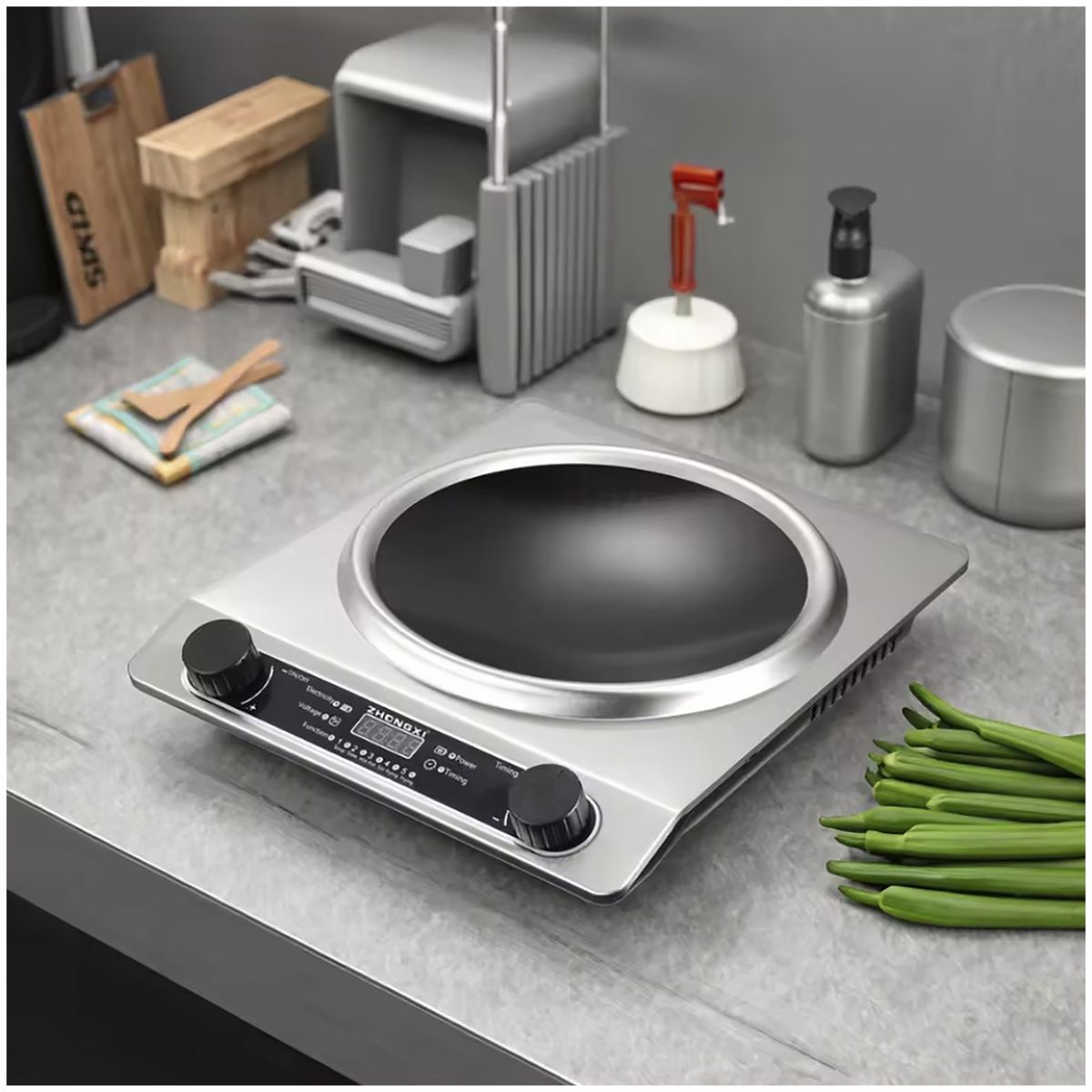 GENERICO - Cocina de Inducción Cóncava de una Hornilla con Pantalla Digital  Alto Rendimiento 3500W