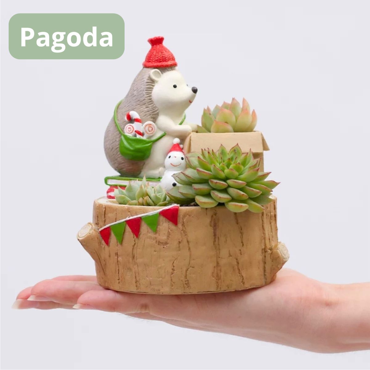 GENERICO - Maceta Erizo Caja Navideña de Resina Sin Plantas