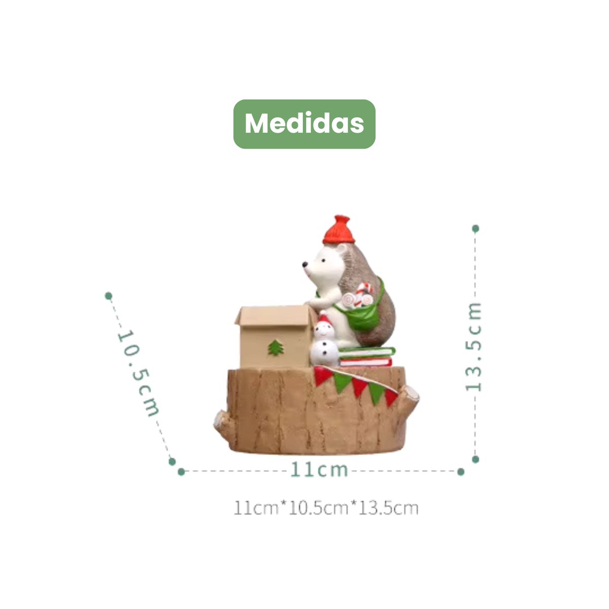 GENERICO - Maceta Erizo Caja Navideña de Resina Sin Plantas