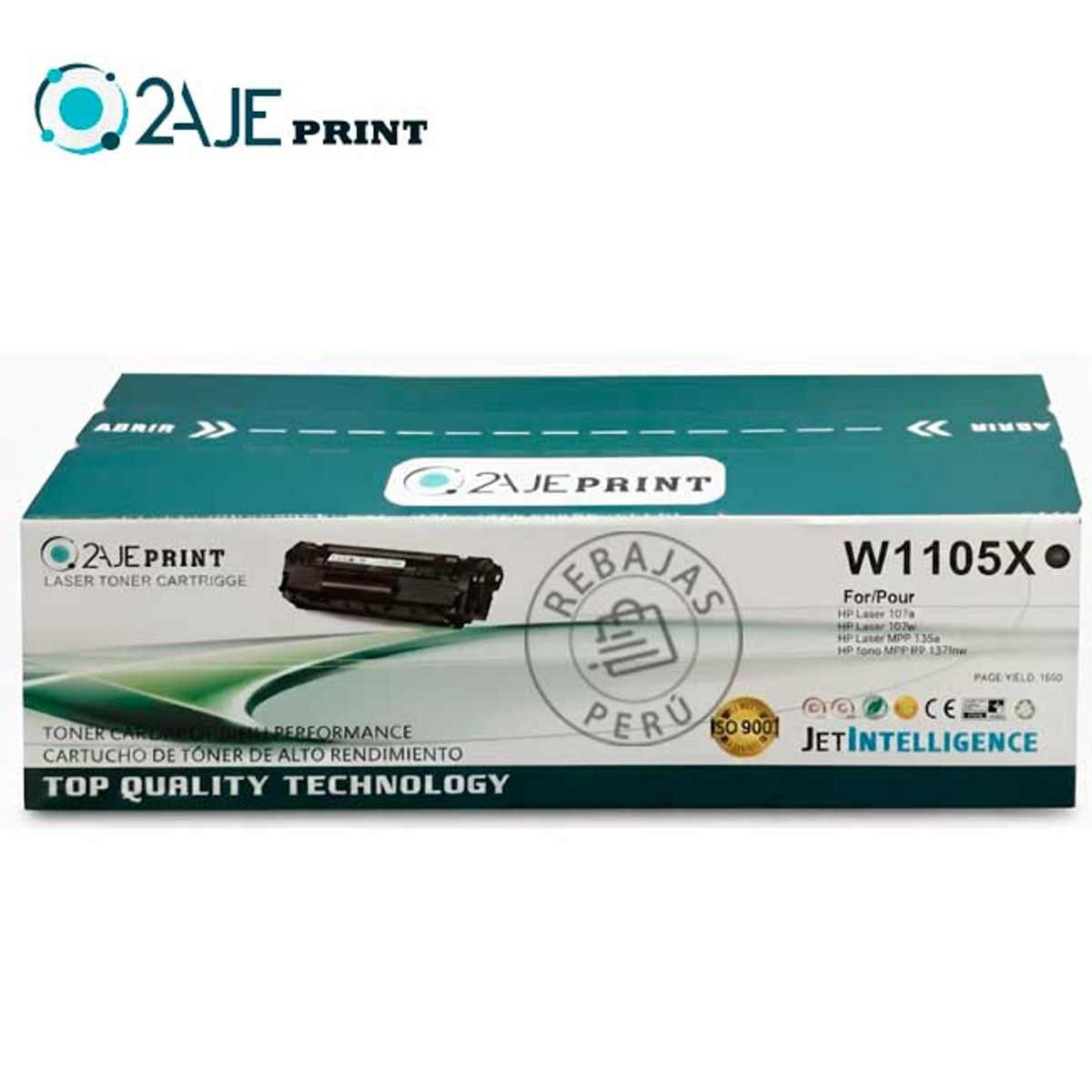 2AJE PRINT - Toner 105X Compatible Para Laser 107w 135w 137fnw 2400 Paginas - W1105x