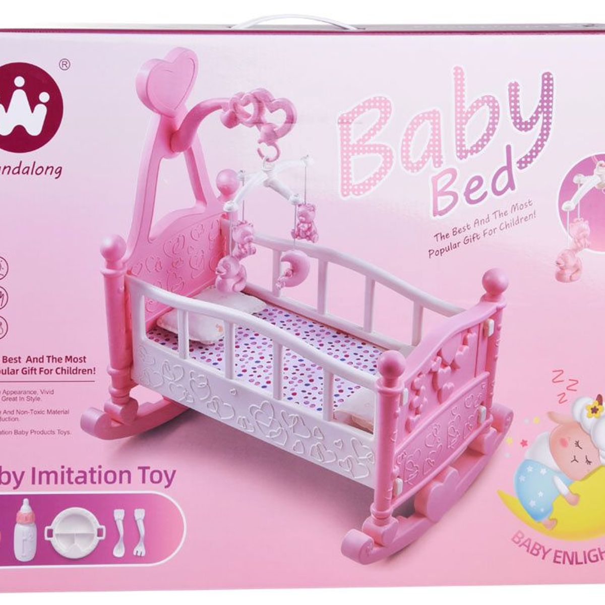 GENERICO - Cuna Mecedora Rosada Para Muñecas