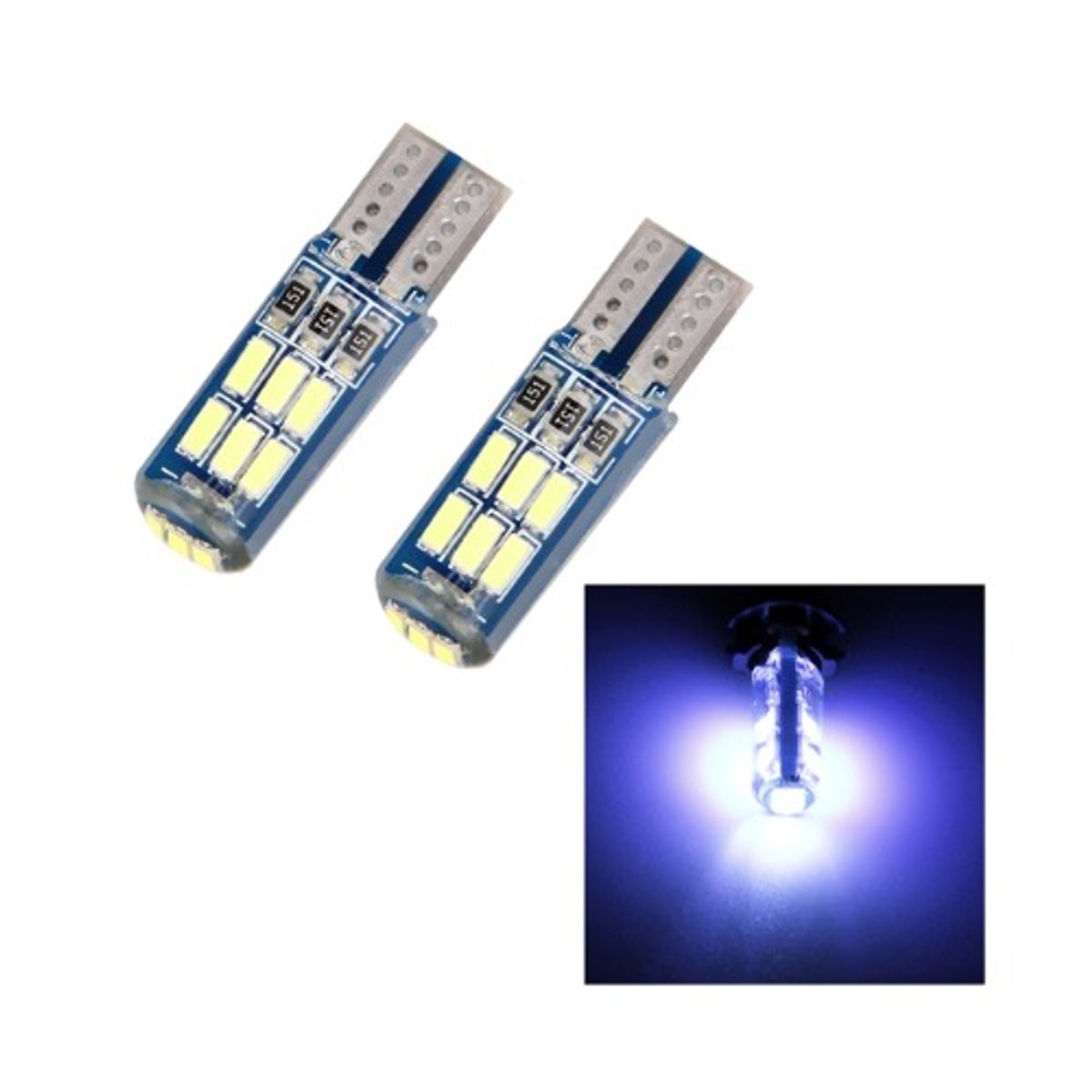 GENERICO - FOCOS T10 15 LED 4014 FIJO AZUL 12V 2PCS