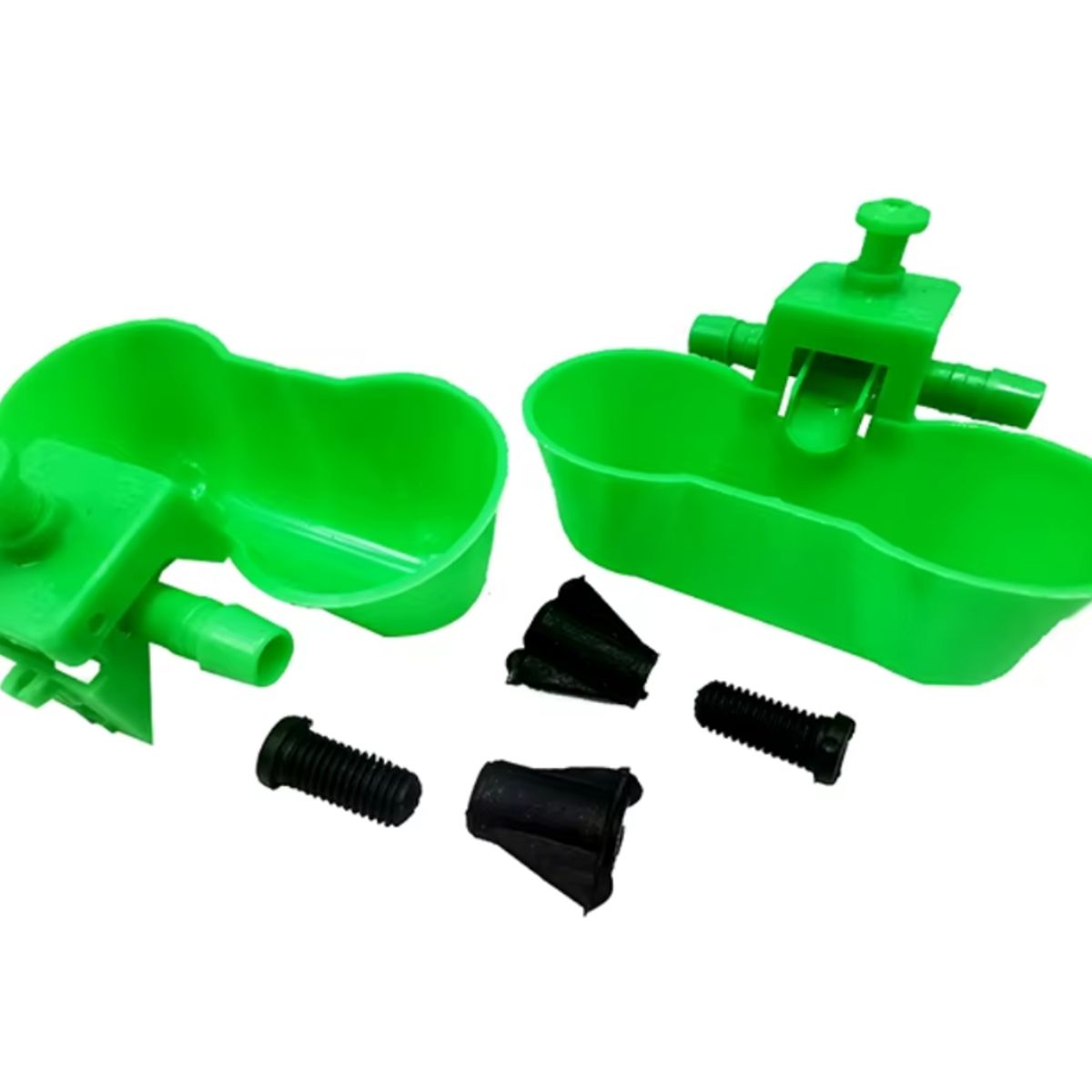 GENERICO - Pack de 12 Bebederos Tipo Siamés Basculante para Aves Color Verde