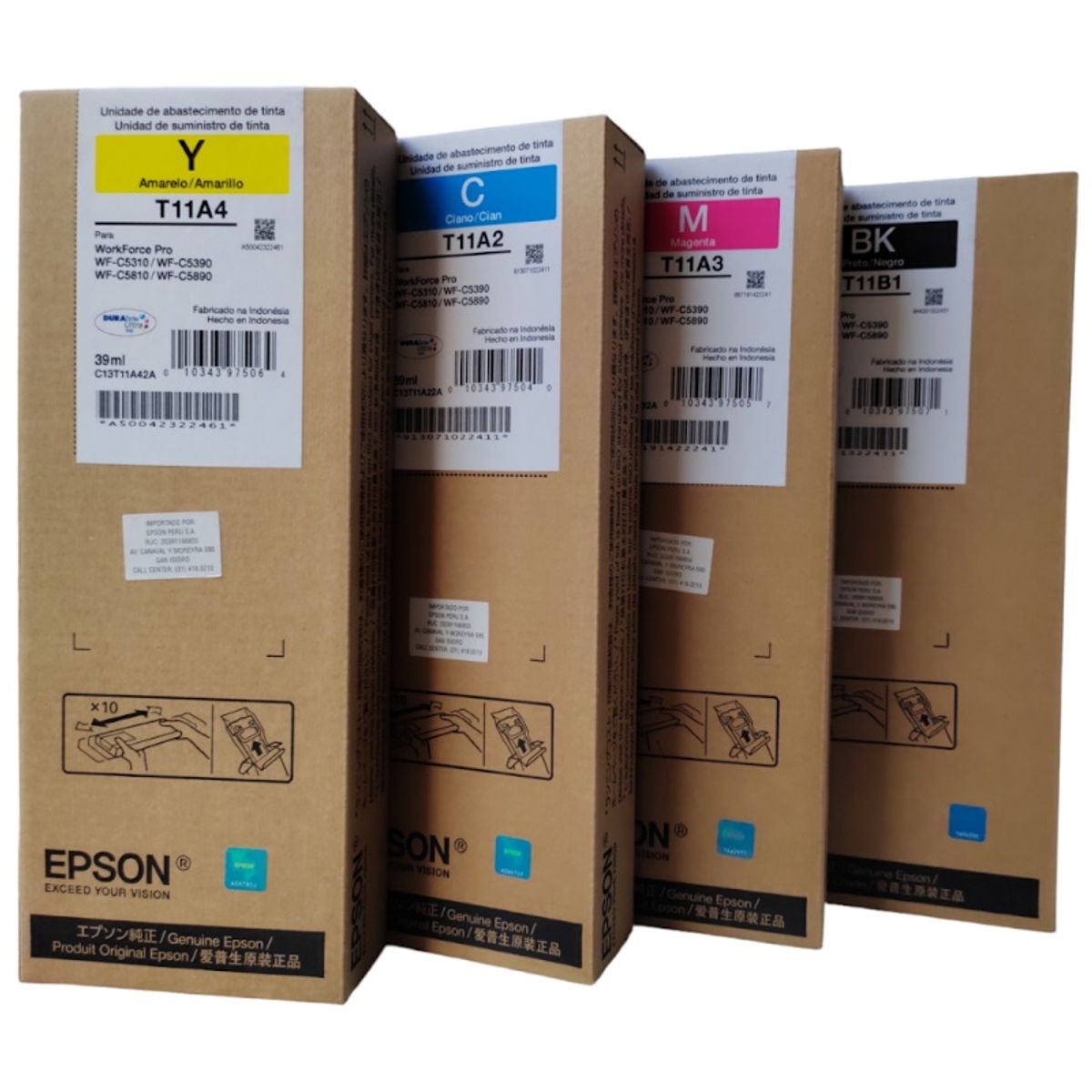 EPSON - JUEGO DE TINTA EPSON T11B T11A NEGRO Y COLOR x 4 Pro WF-C5810 C5890 C5390